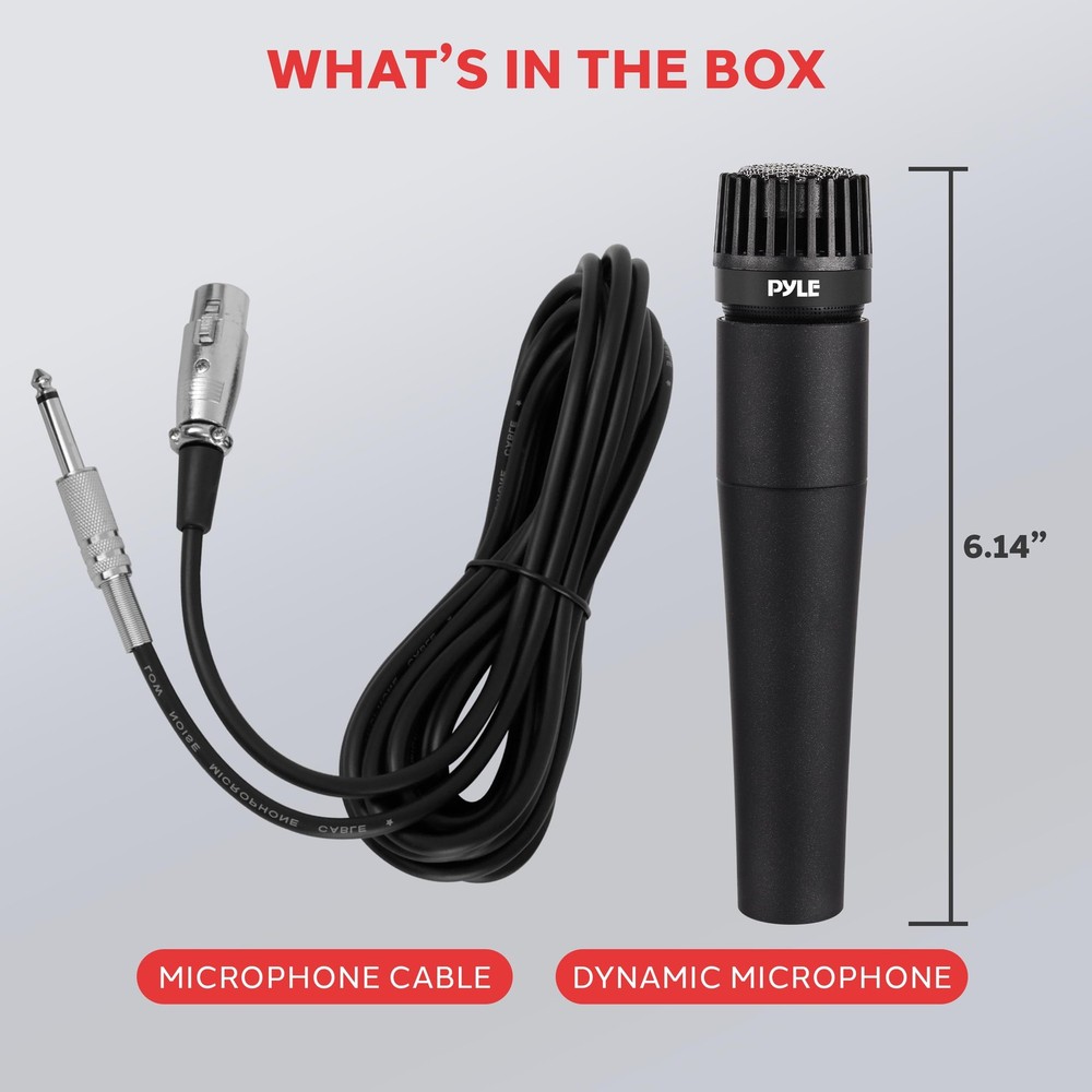 PylePro Dynamic Handheld Microphone, Professional Moving 6.14" x 1.24", Black