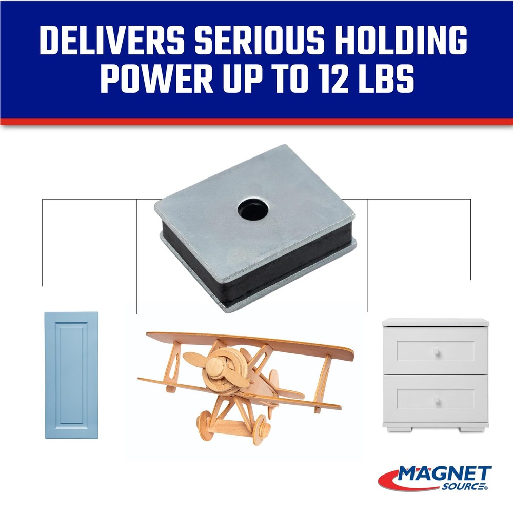 Master Magnetics CA41LWHX24 Magnet Fastener, Rectangular with Center Hole Zinc