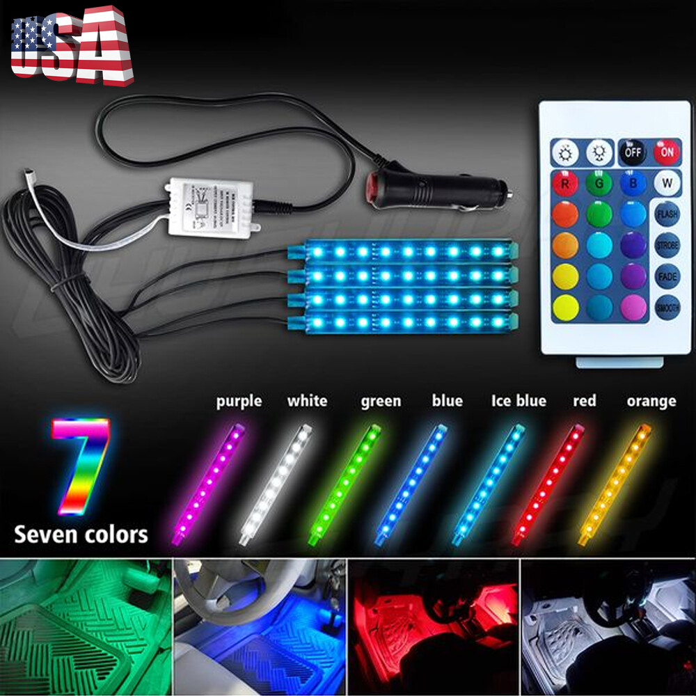 Car LED Strip Light Controller Car Interior cigarette lighter Atmosphere Lamp 4x