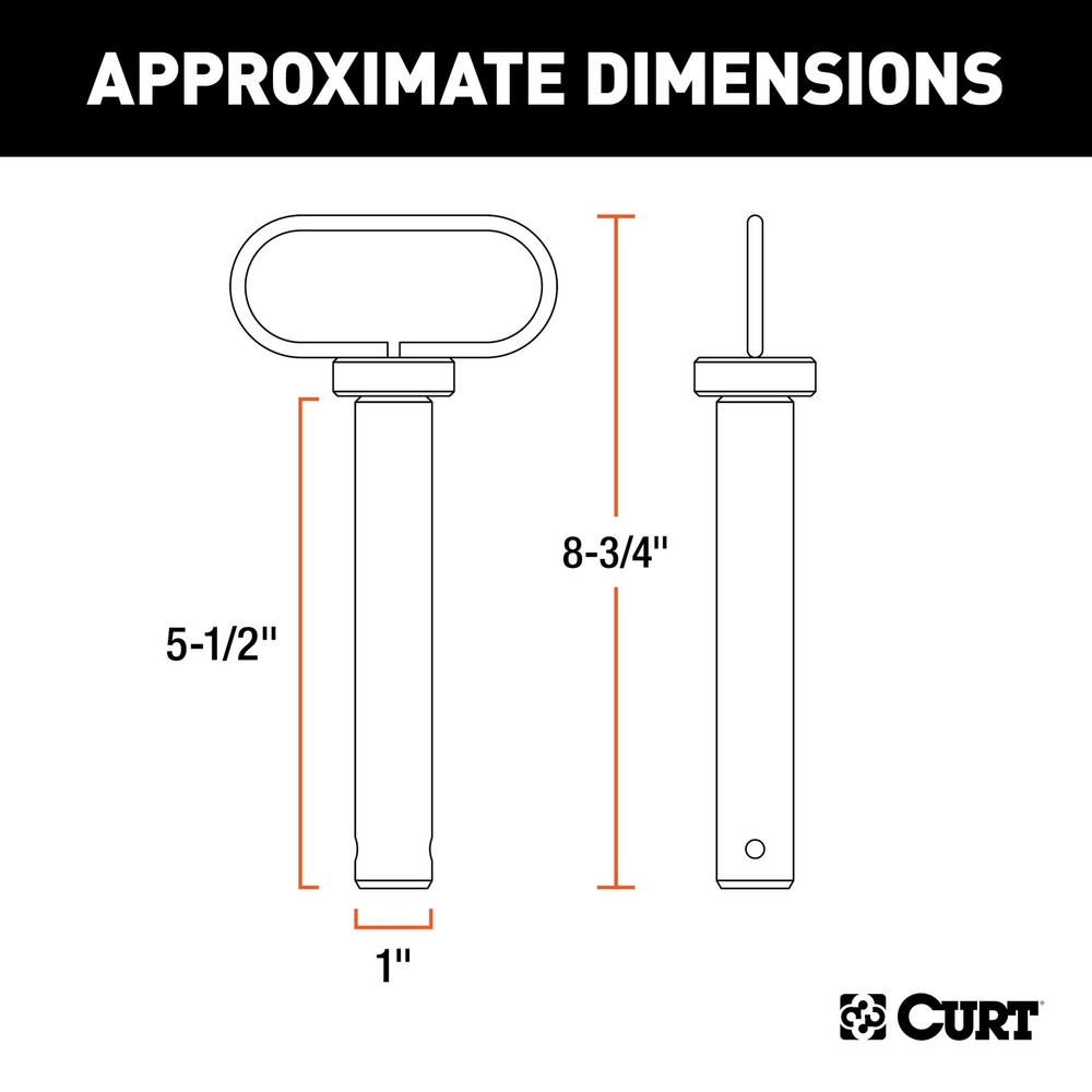 Curt-1" Clevis Pin with Handle and Clip