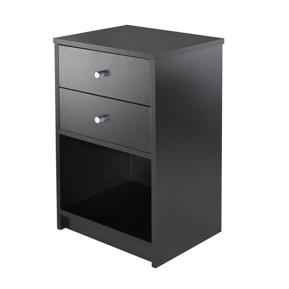 2 - Drawer Accent Table, Nightstand, Black Finish