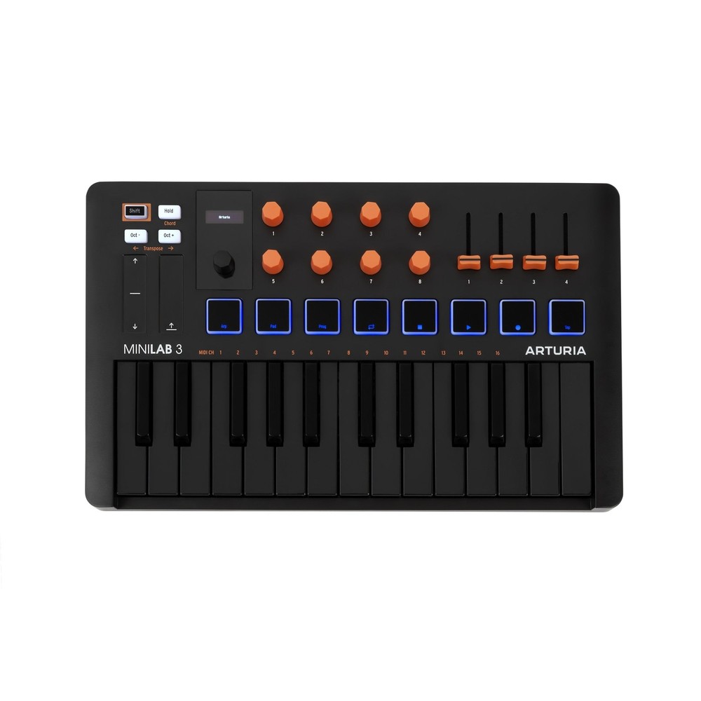 Arturia MiniLab 3 25-Note Compact MIDI Keyboard and Pad Controller, Orange