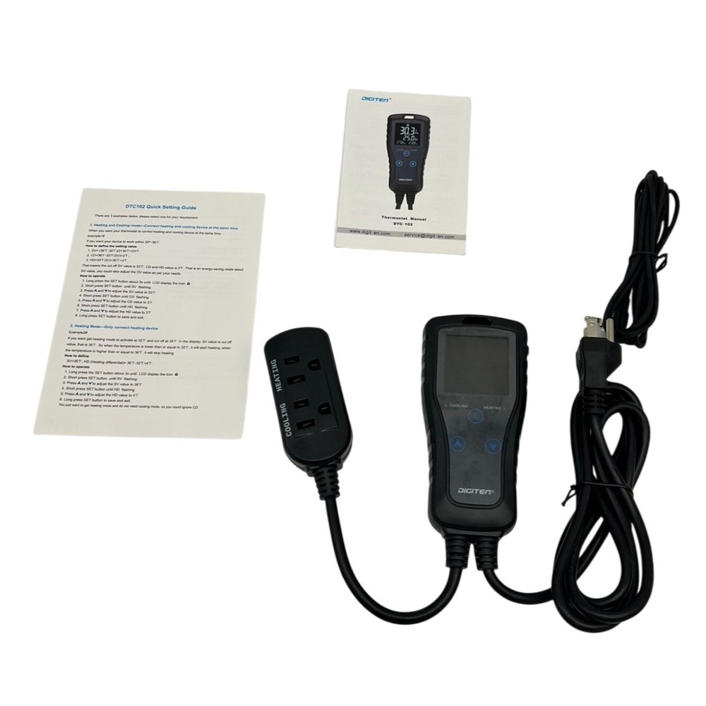 Digital DTC-102 Digital Plug In Thermostat Controller Black with Manual