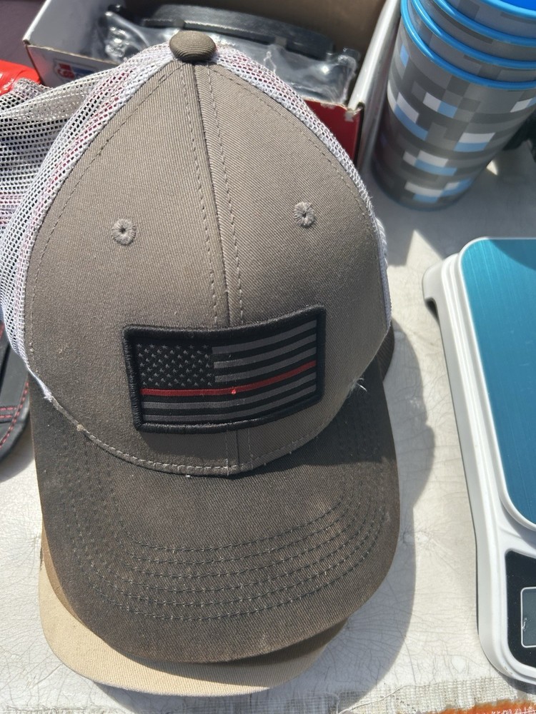 Brown White Ball Cap Adjustable Mesh Back with American Flag Patch Tactical Hat