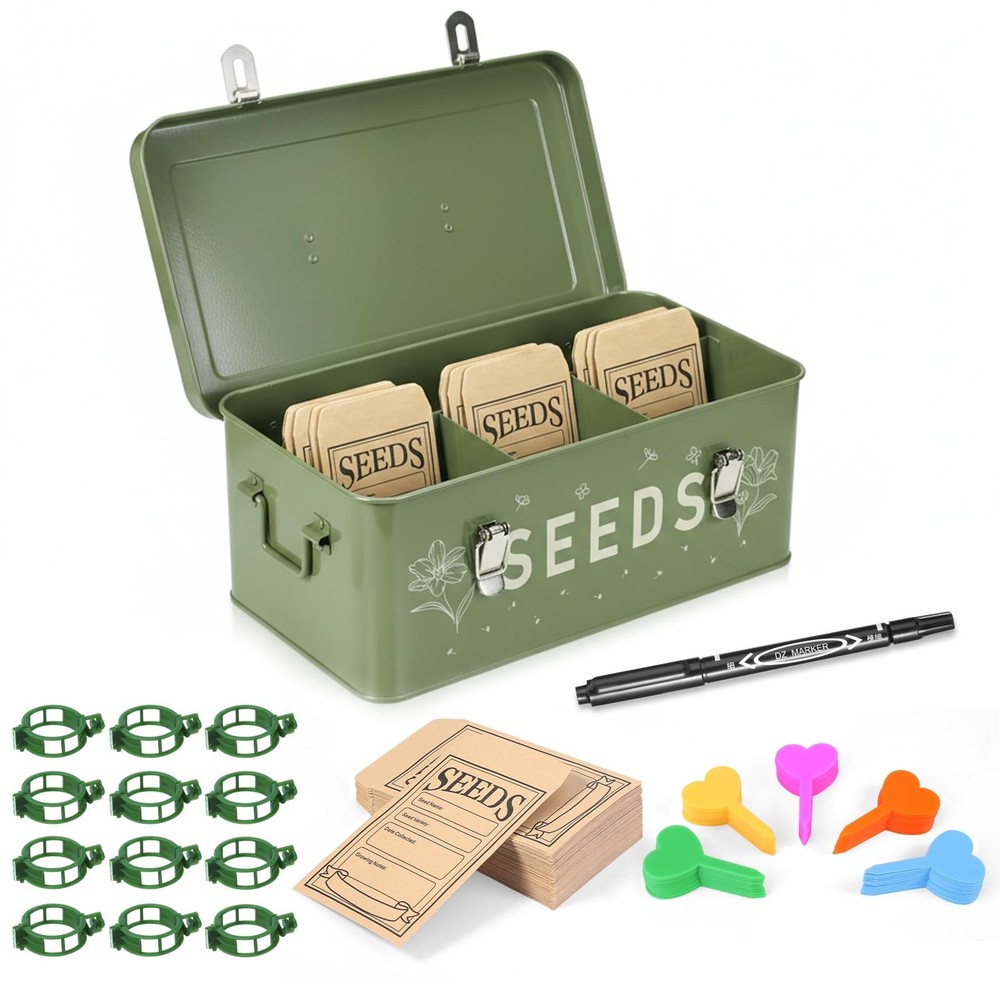 storage organizer, Large Metal Storage Container with Dividers, Organizer wit...