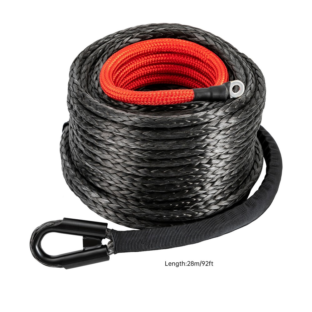 1/2"*92' Synthetic Winch Rope with Hook, Winch Cable w/Safety Pull Strap HOT