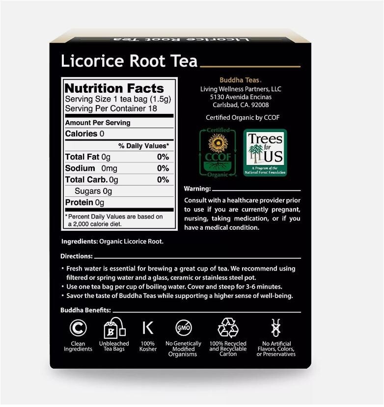 Buddha Teas Licorice Root Tea, 18 Tea Bags
