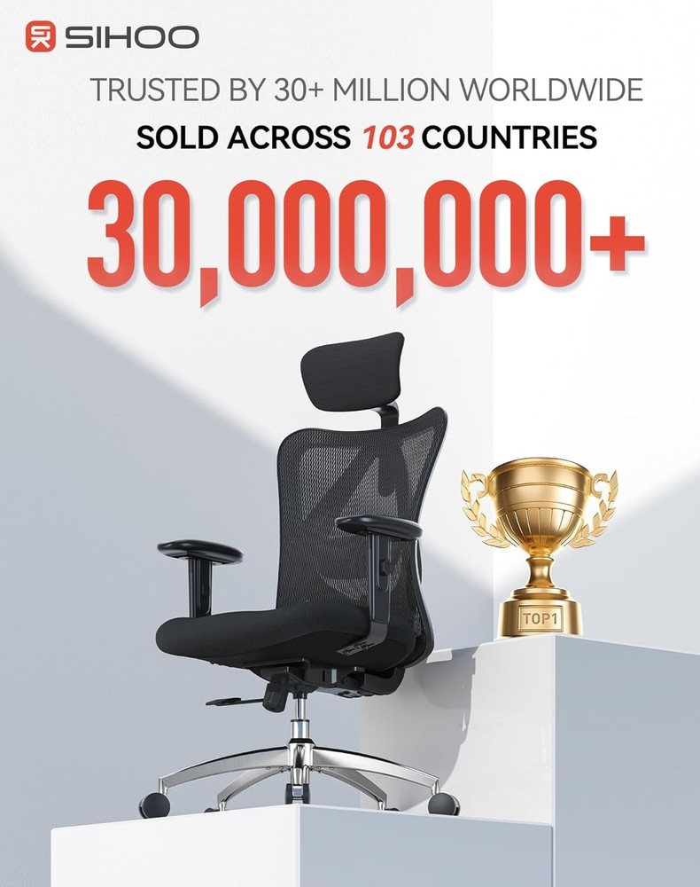 M18 Ergonomic Office Chair, 330lbs -Black