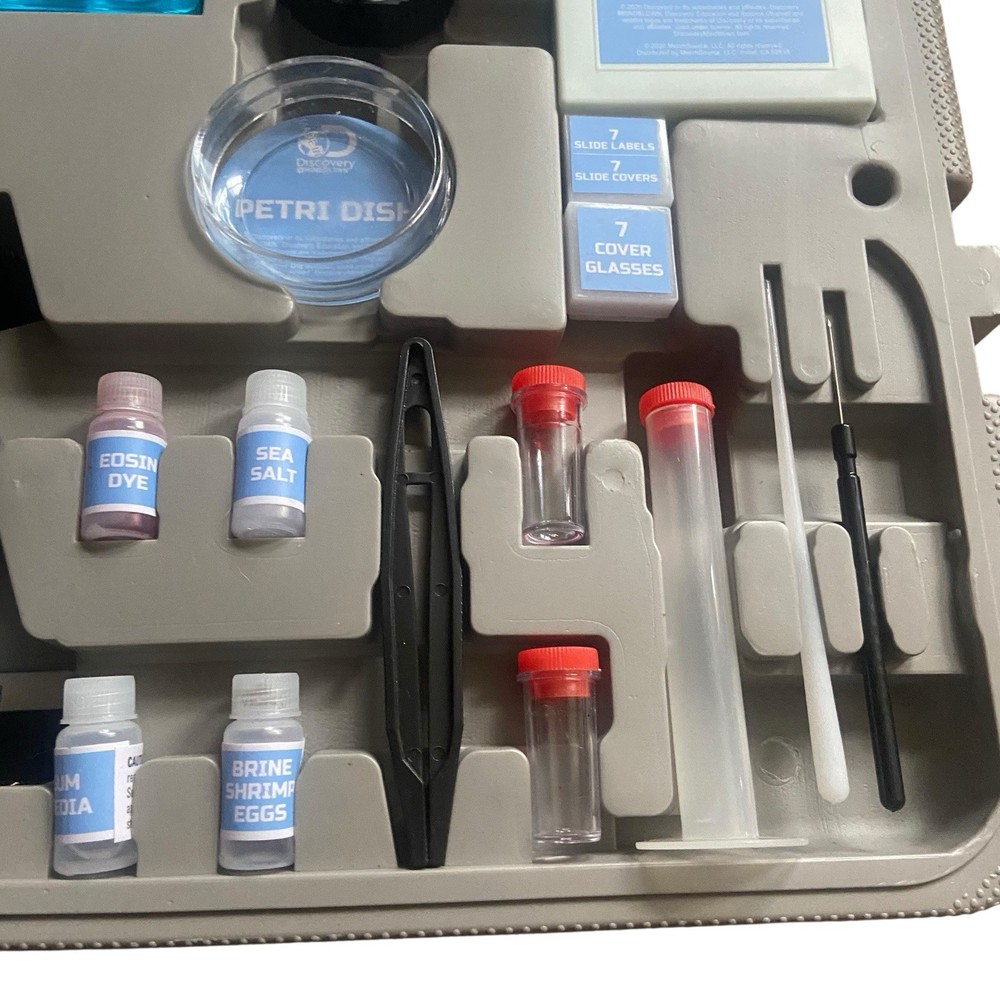 Discovery Microscope Set 48-Piece Durable Metal Framework Open Box Science Kit