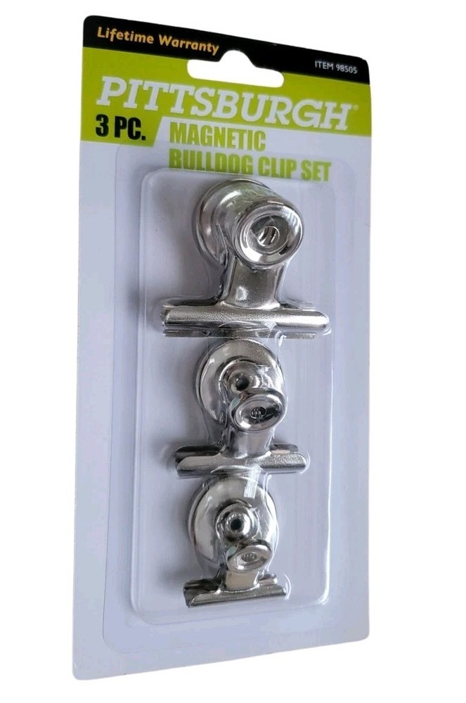 PITTSBURGH Magnetic Bulldog Clip Set, 3-Piece