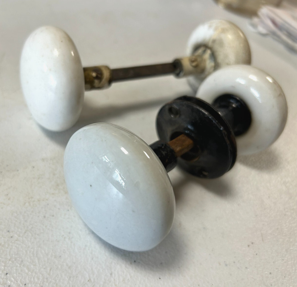 Vintage Porcelain White Door Knobs
