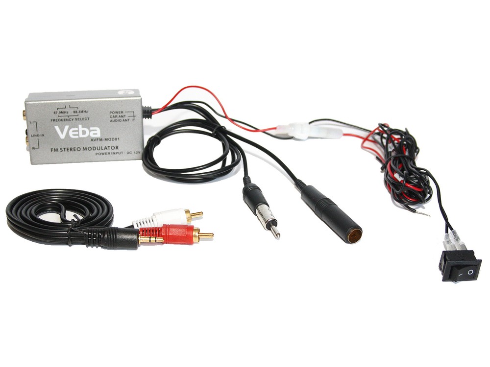 Wired FM Modulator transmitter Amdroid iPod iPhone MP3 in car music aux input