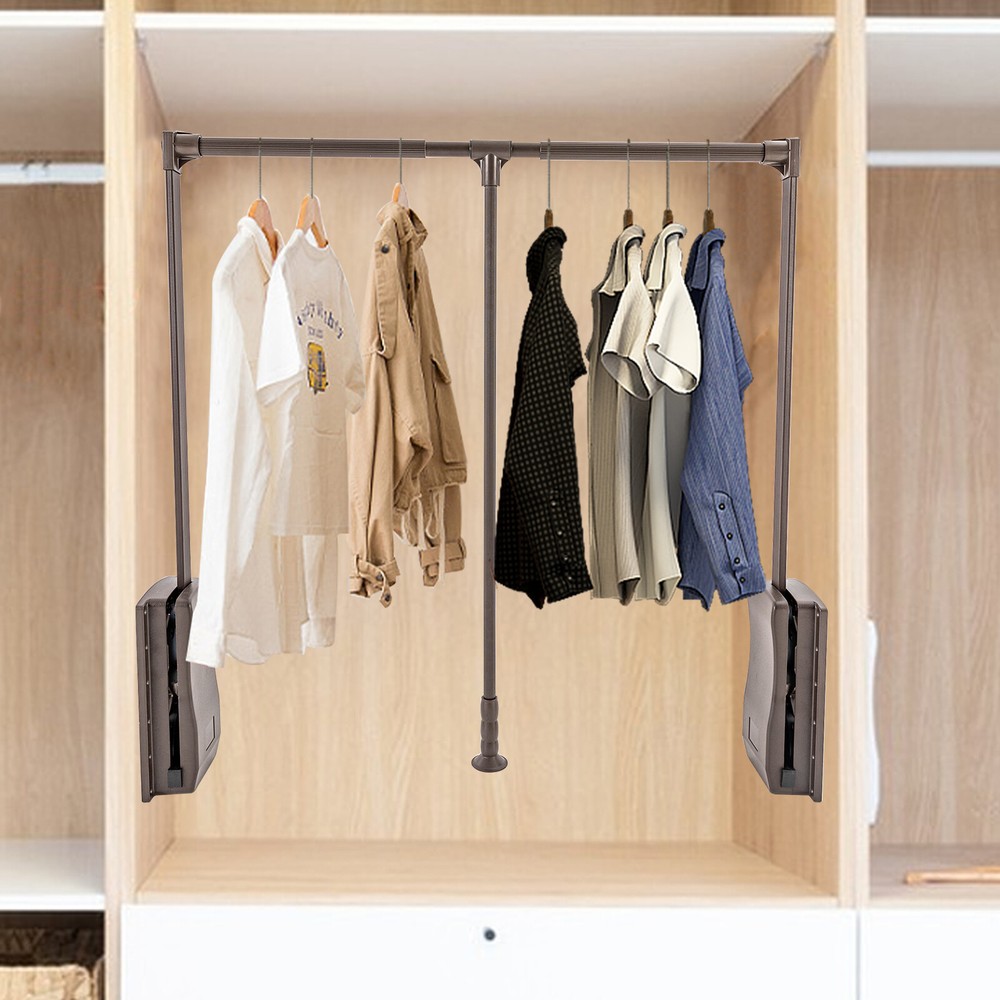 35-47 " Adjustable Closet Rod Closet-Mounted Simple Pull Down Hanger Shelf NEW