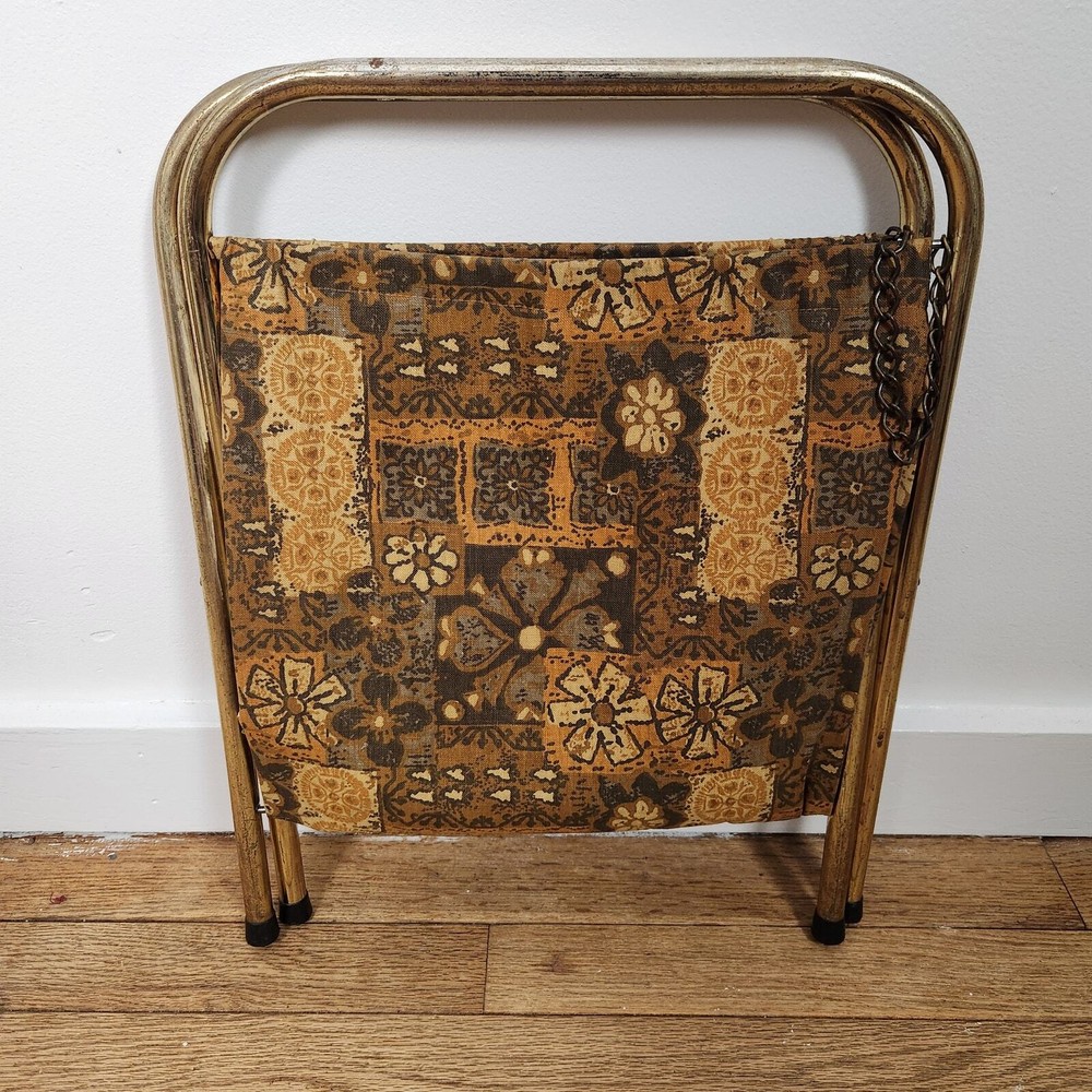 70s Bark Cloth Folding Knitting Bag by Knitility