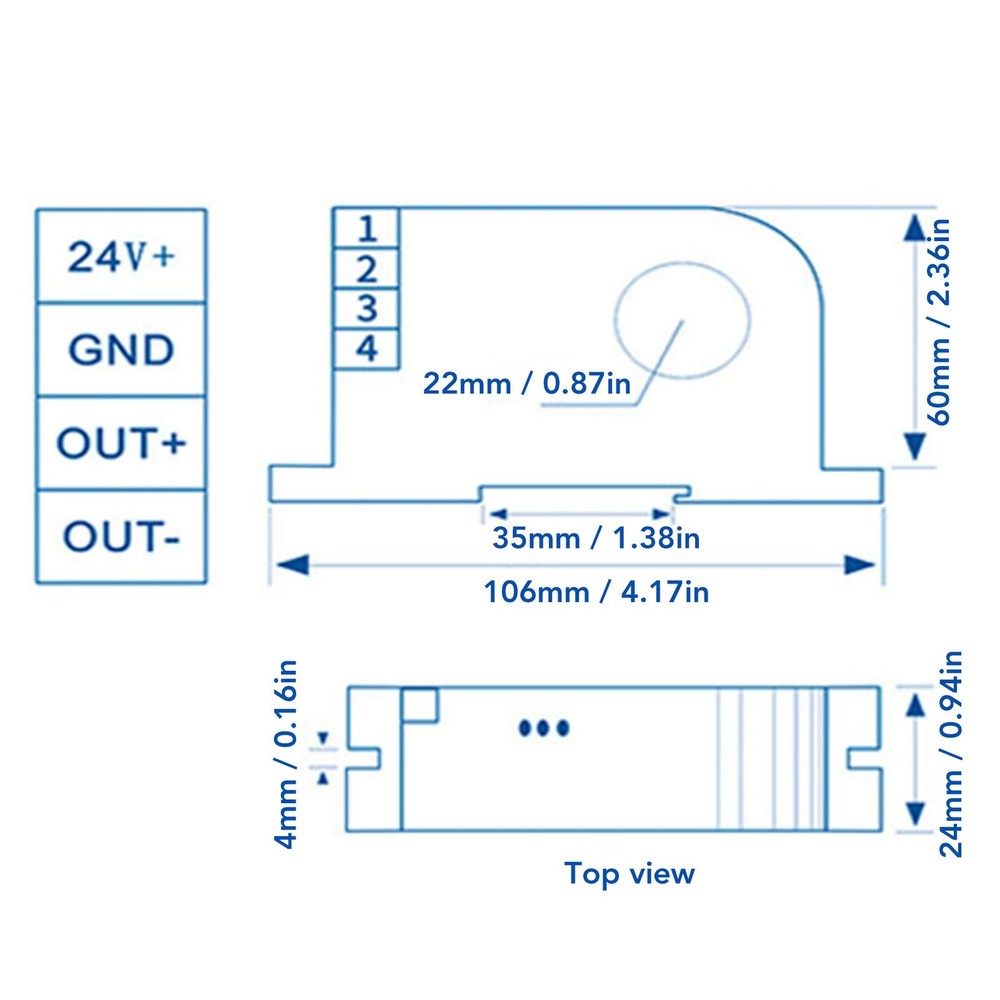 AC Current Transmitter 4‑20mA Output Single Phase AC Current Transducer Sensor