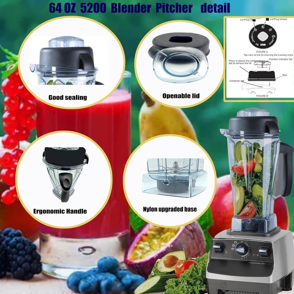 Upgraded 64oz Blender Pitcher - High-Quality Material