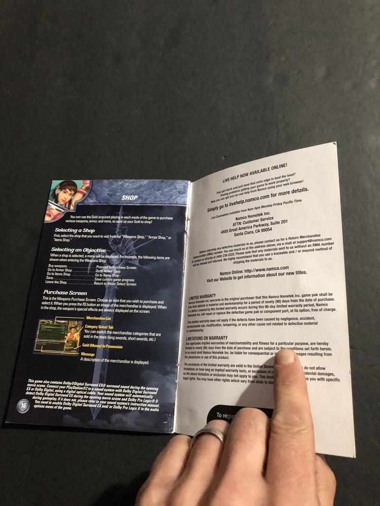 soul calibur 3 ps2 manual only