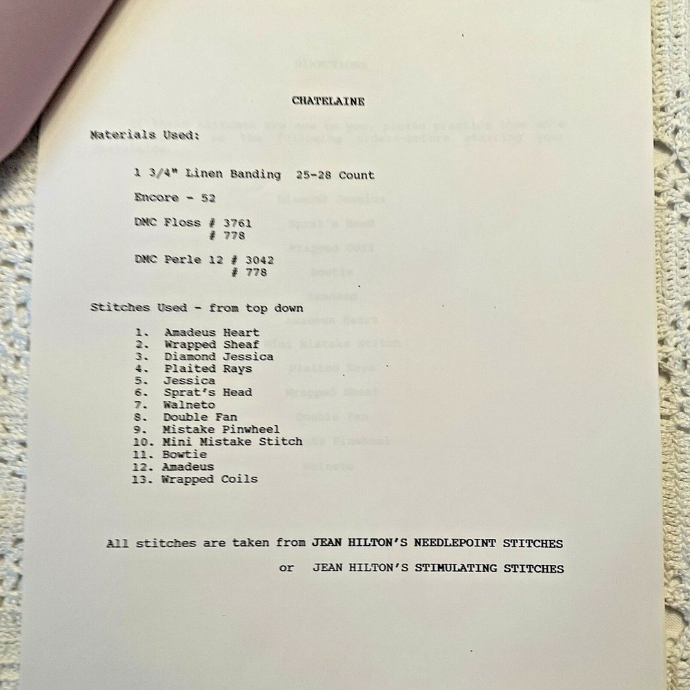 Needlepoint Chart Marilyn's Chatelaine Marilyn Shoemaker Designed Linen Banding