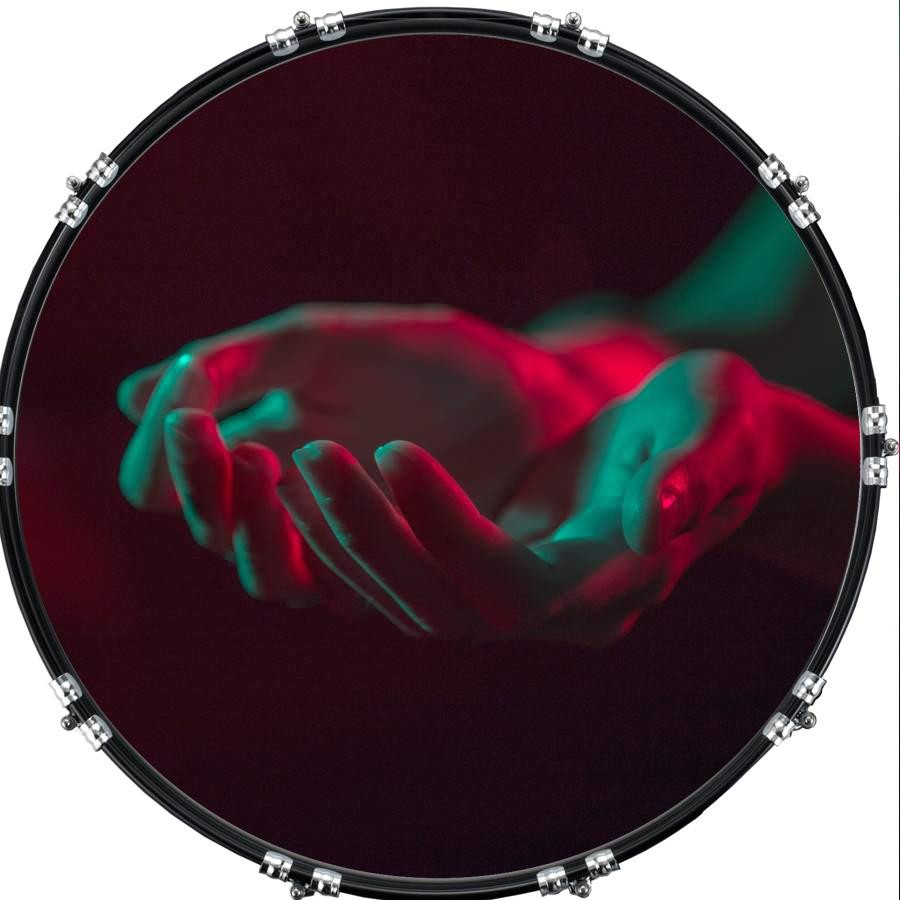 20" Custom Bass Kick Drum Front Head Graphical Cupped Hands