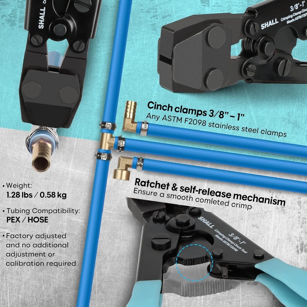 Complete Pex Crimping Tool Set - Includes Hose Cutter, Clamps & Storage Bag