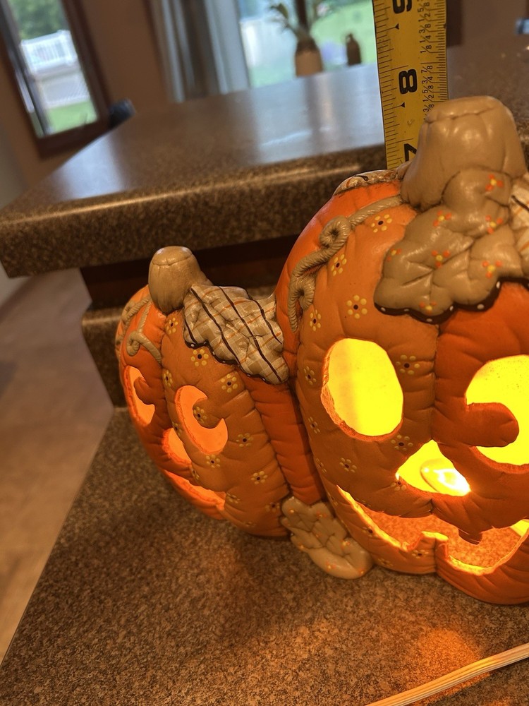 Ceramic Light Up Halloween Jack-O-Lantern Pumpkin Patch Light double Sided