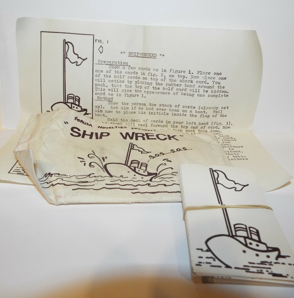 Forum Novelties Ship Wreck Deck Magic Card Routine Effect Trick Vintage