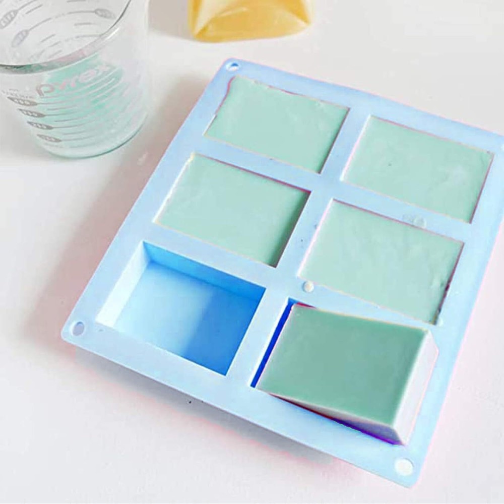 3 Pack Silicone Rectangle Soap Molds with 6 Cavities for Baking Soap Making
