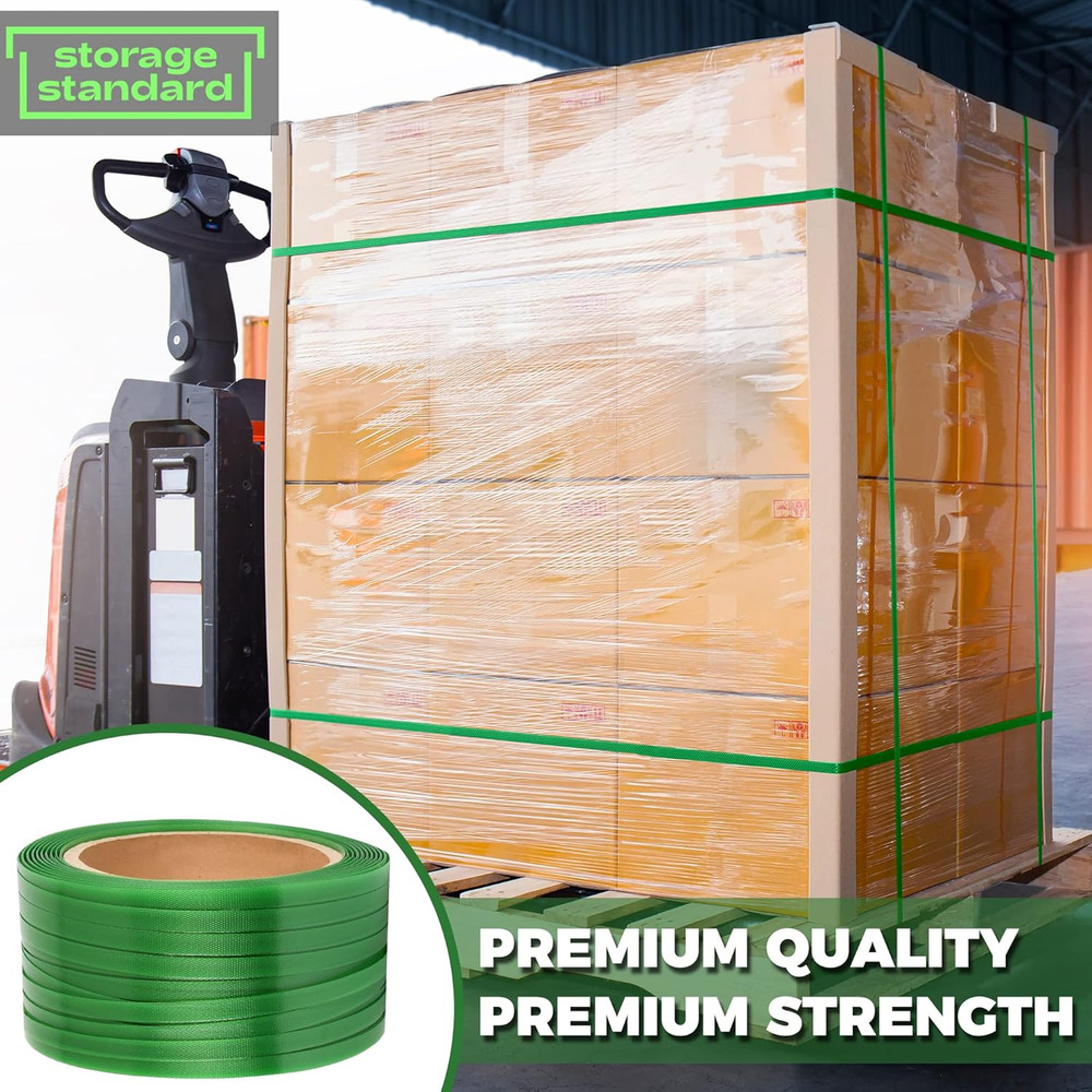 Heavy Duty Packaging Strapping Banding Roll - Green Polyester PET Industrial-Gra