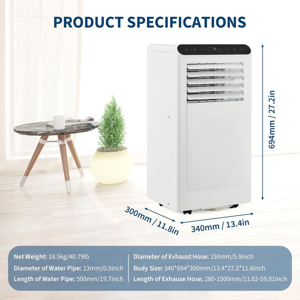 🔥⏯🔜➕✔️8000 BTU Portable Air Conditioner AC Unit with Remote Control Cool Dehum