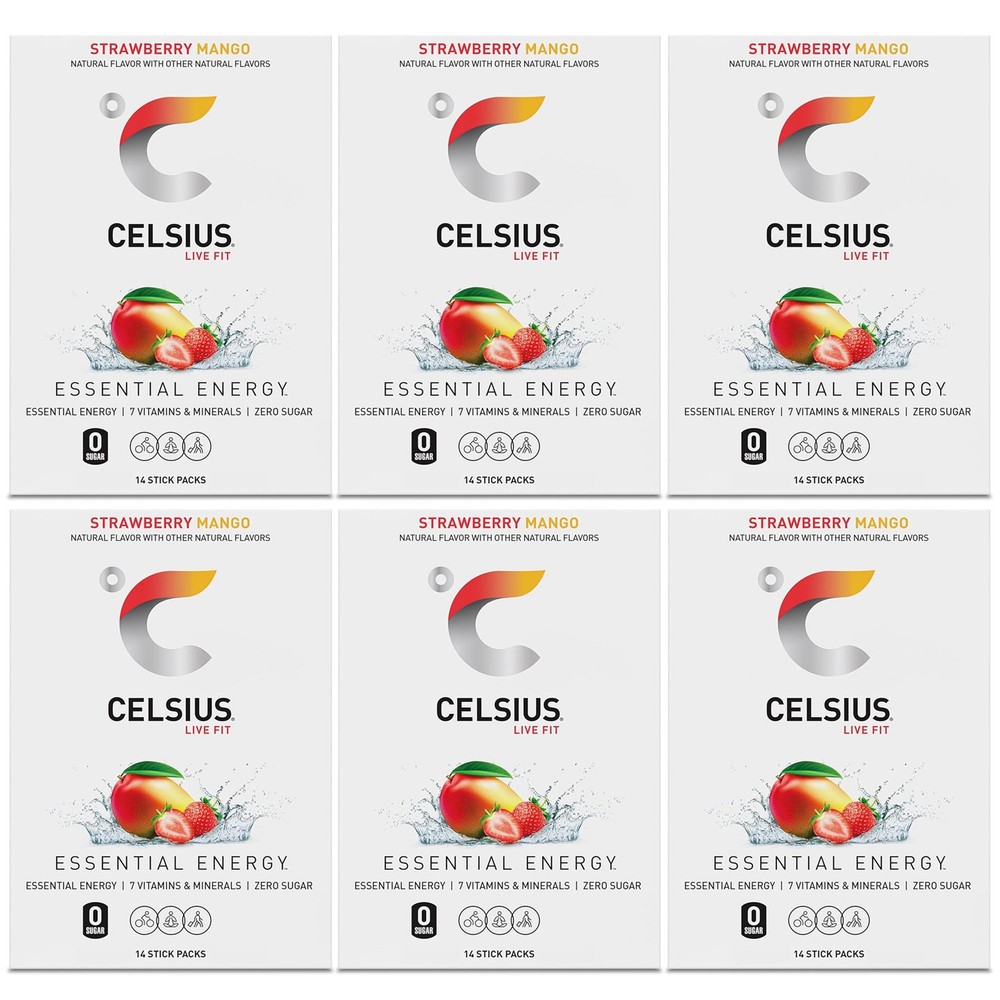 Celsius On-The-Go Zero Sugar Powder Stick Drink Mix 6 Pack