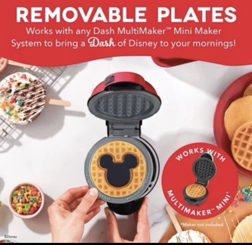 Mickey and Minnie Mouse Waffle Iron Plates For Dash Multimaker Mini - Disney