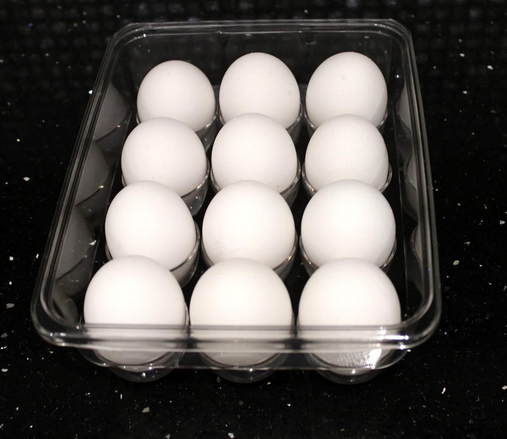 Clear Stackable 12 Egg Holder with Lid – Plastic Refrigerator Storage Container
