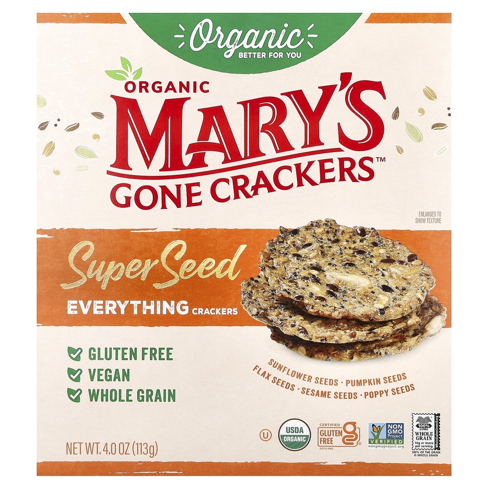 Organic Super Seed Crackers, Everything, 4 oz (113 g)