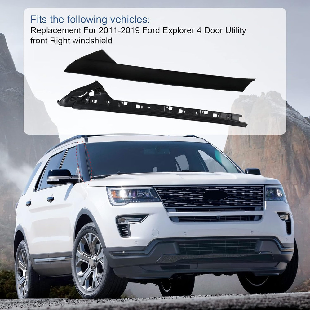 A-Pillar Windshield Molding Front Right Trim Outer & Inner Replacement for Ford