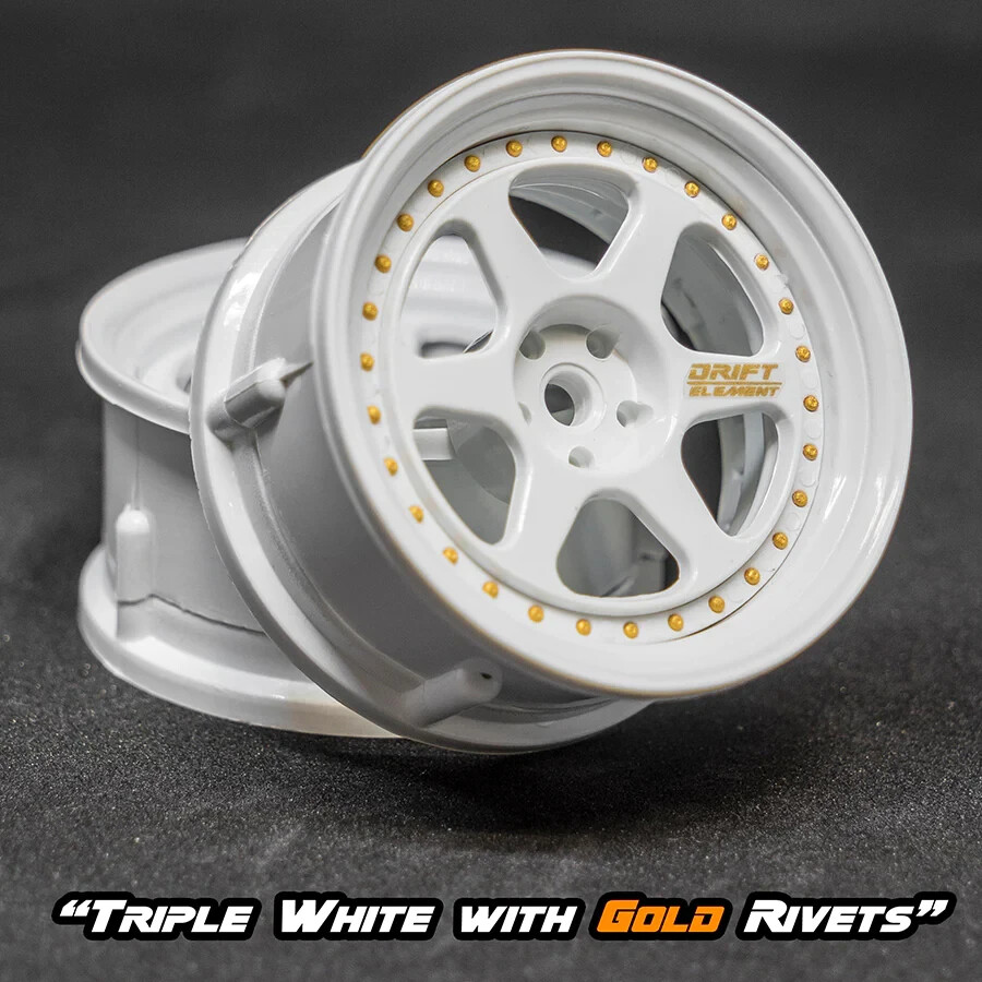DS Racing 6 SPOKE RIMS Adjustable Offset Wheels WHITE / WHITE-2PCS #DE-204