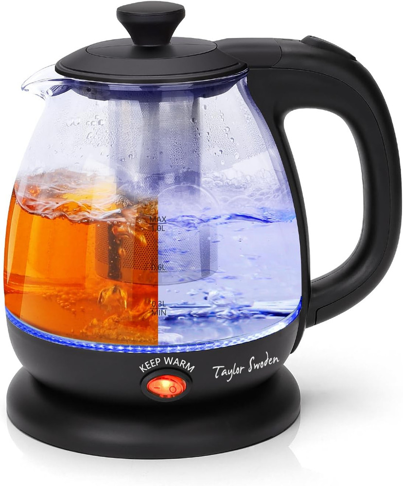 Electric Kettle with Tea Infuser, 1L Small Electric Tea Kettle with Keep Warm...