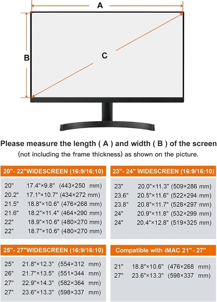 23-24 inch Computer Blue Light Blocking Screen Protector Anti-UV Eye Protecti...
