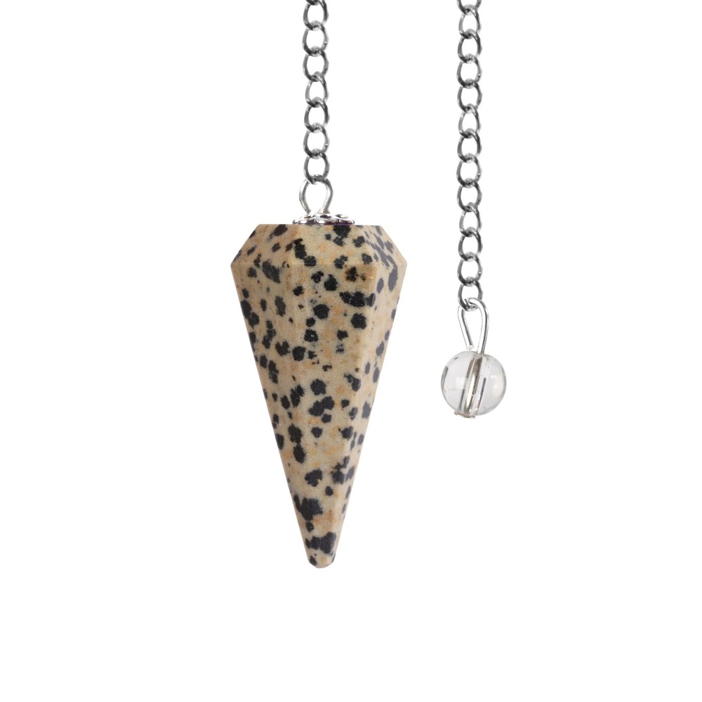 Dalmatian Jasper Pendulum Crystal, Faceted Pendulum Divination Tools, Dowsing Pe