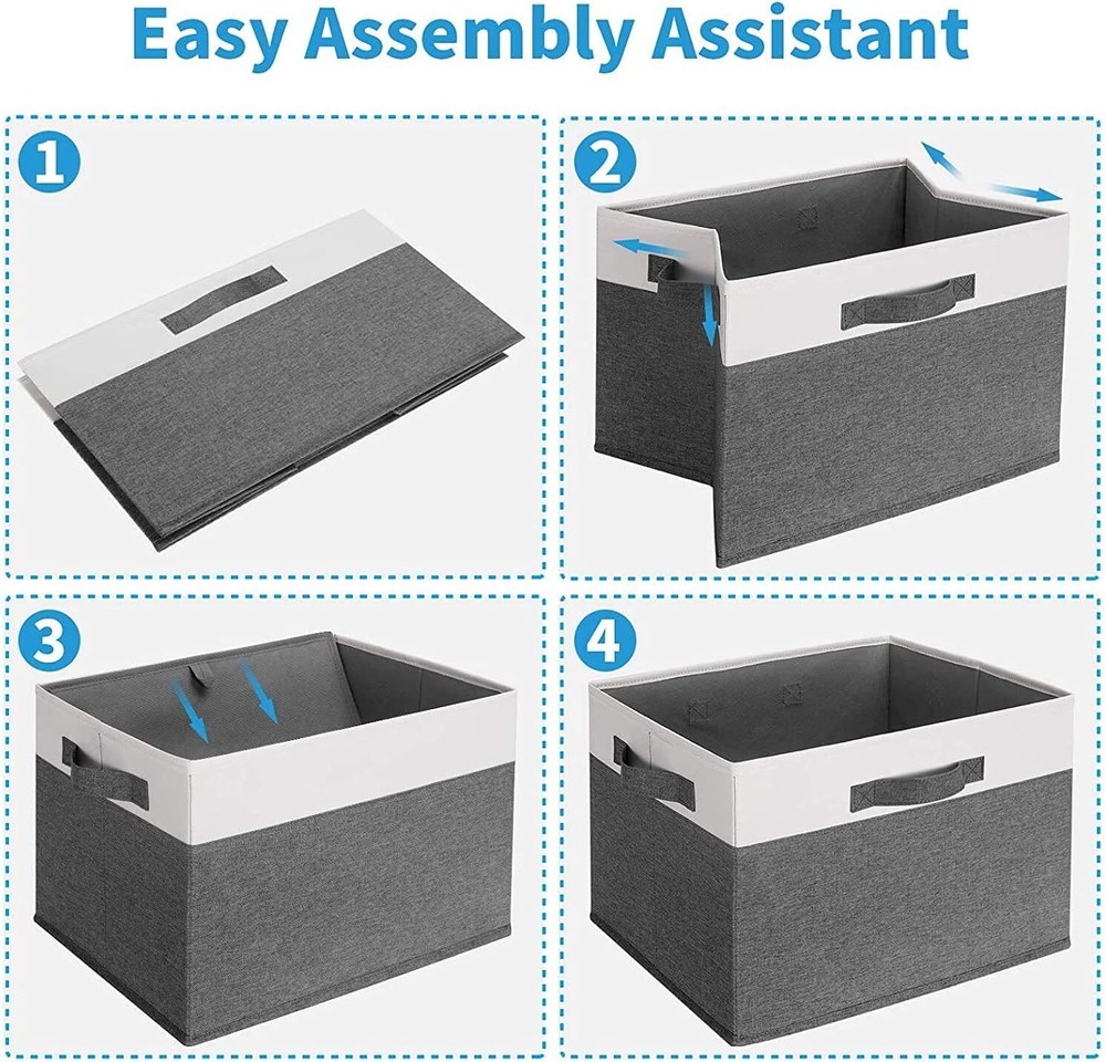 GhvyenntteS Storage Bins [3-Pack] Large Fabric Large-3 Pack, Grey-3 Pack