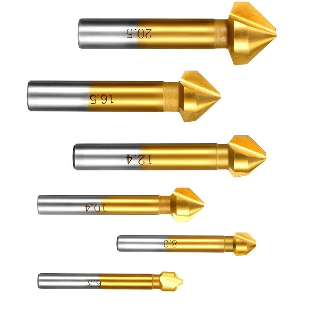 6Pcs 90Degree HSS Chamfer Cutter Bit Chamfering Countersink Drill Bits Accessory
