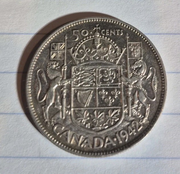 1942 Canadian Silver Half Dollar (80% Silver)
