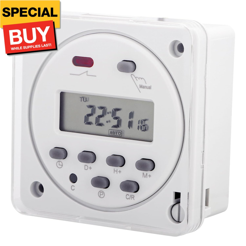 Timer Switch, CN101A, AC 220-240V 16Amp, Digital LCD Power Programmable Timer Ti