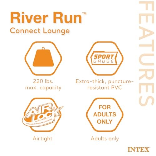 58854EP River Run Connect Inflatable Floating: Comfortable Blue Lounge