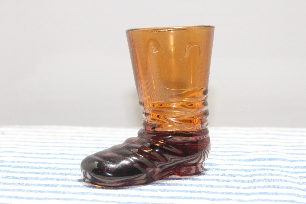 Small Amber Boot Shaped Toothpick Holder