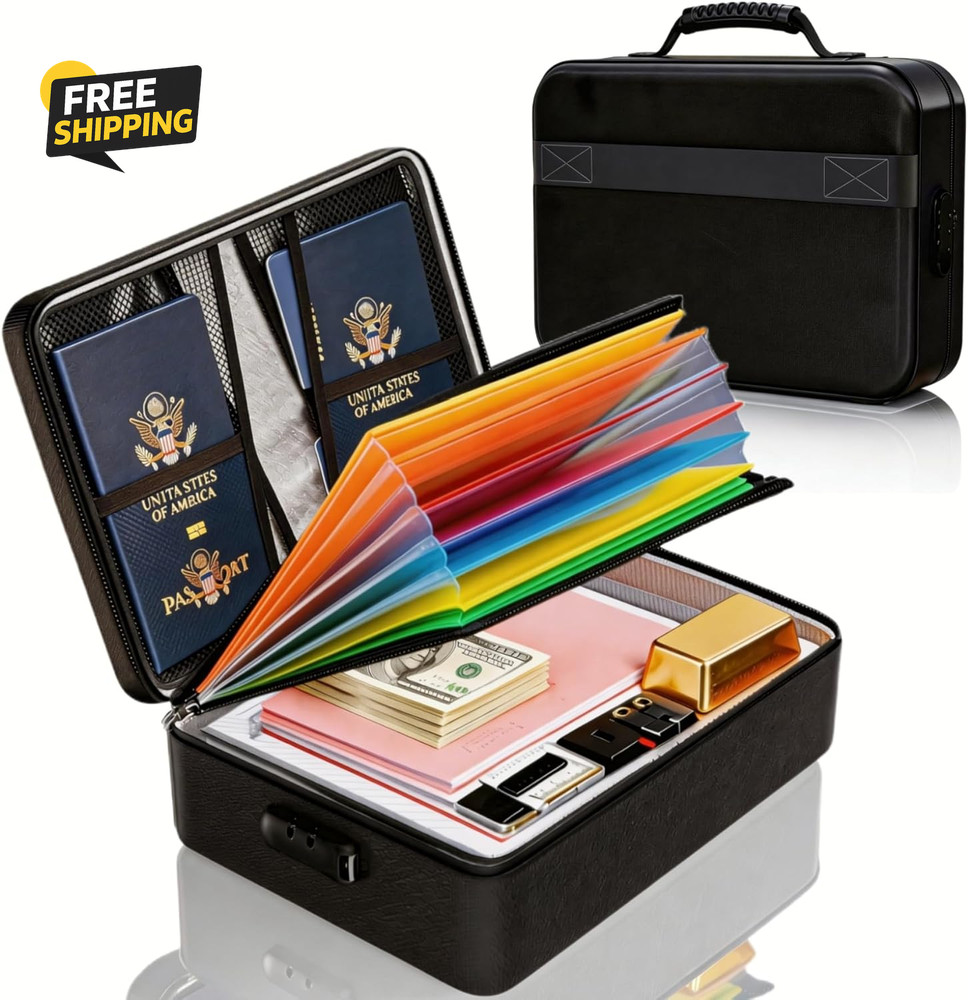 Fireproof Document Organizer (Soft-Shell) with Lock, Capacity Waterproof