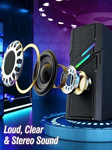 Computer Speakers for Desktop PC with Easy Knob, Clear Powerful Sound, Touch
