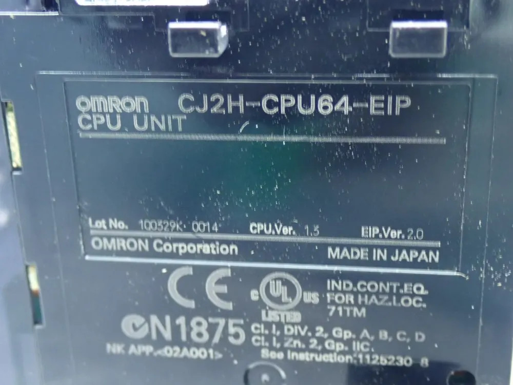 OMRON CJ2H-CPU64-EIP CJ-SERIES CPU MODULE UNIT 160K DATA MEMORY CAPACITY, 25