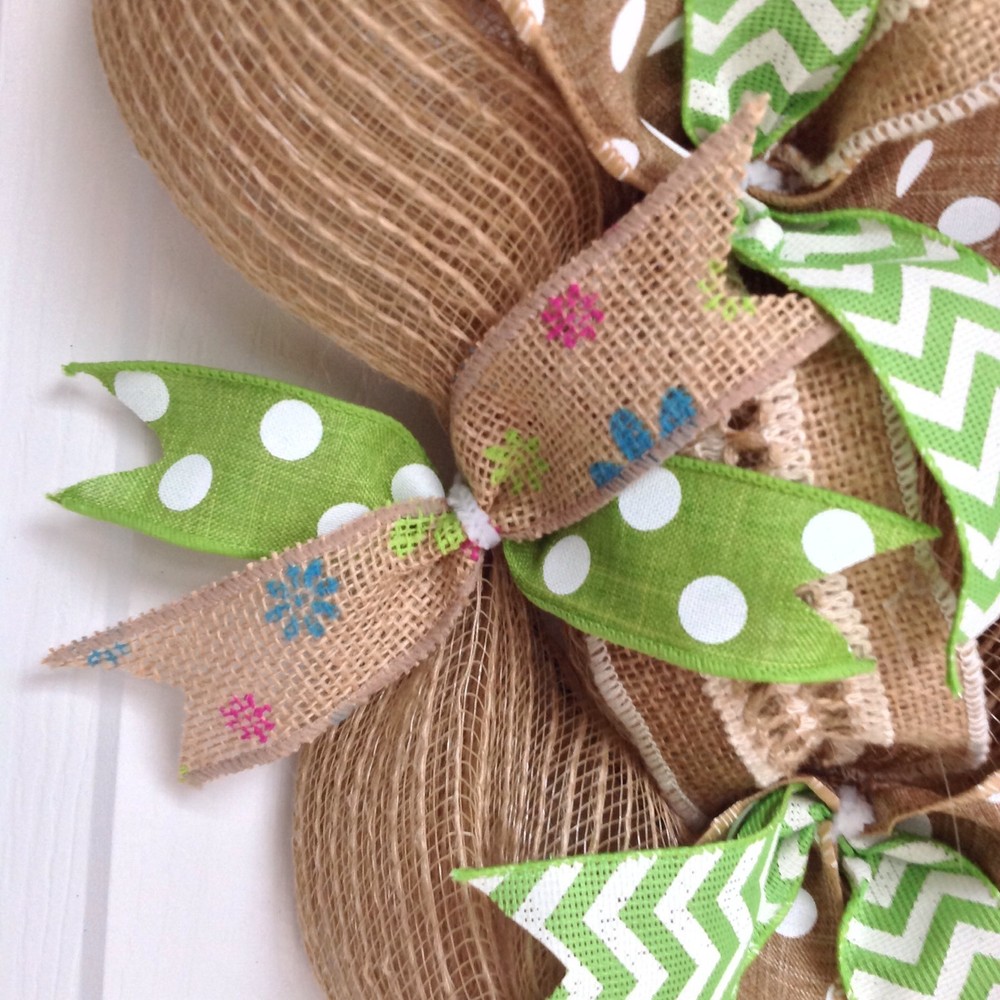 Slim, Narrow Easter Bunny Handmade Deco Mesh Wreath