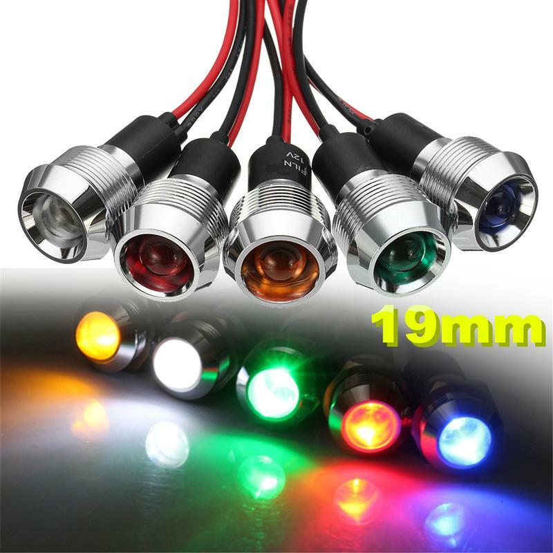 19mm LED Indicator Warning Light Lamp Pilot Panel Dashboard Dash Car Boat12V 24V