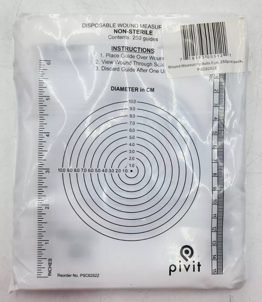 Wound Measuring Bulls Eye 10cm Non Sterile/Clear Plastic/Write On 250Pcs/ Pack